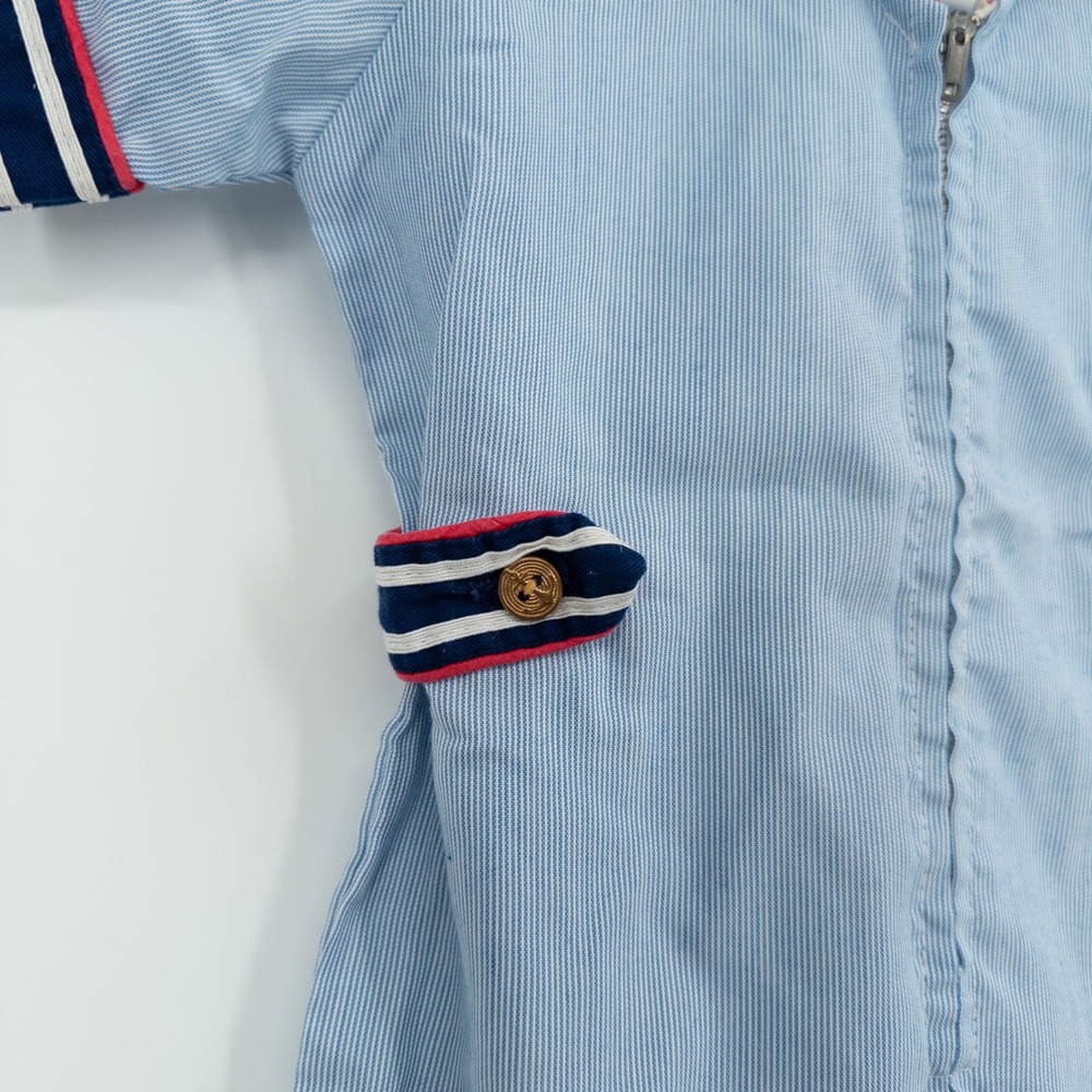 Vintage 1970s Toddler Sailor Romper Blue Zip Front 3T‎ Navy Military Nautical - Picture 4 of 7